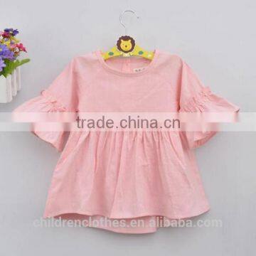 Solid Color Baby Clothes Wholesale Ruffle Handmade Girl Casual Long Sleeve Kids Dress