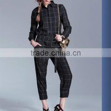 Modern Grid Individual Tooling Women's Leisure Jumpsuit
