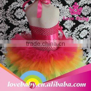 Fairy Kids Crochet Top Tutu Lined Bottom Tulle Mermaid Wedding Dress photo-2