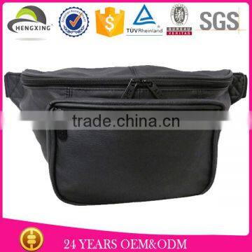 Black leather hairdresser leather waist bag