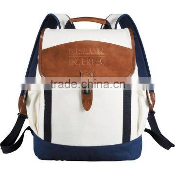 Cutter & Buck Legacy Cotton Backpack - Made From Genuine Saddle Leather, Cotton Canvas and Comes With Your Logo. photo-2