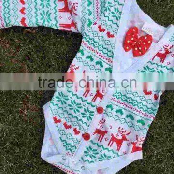 Christmas Baby Cardigans for Boys Baby Clothes Christmas Romper Long Sleeve Elk Reindeer Red Bowknot Romper Hot Sale Baby Romper photo-2