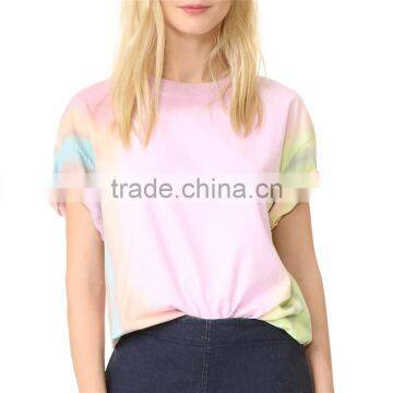 2017 OEM Slouchy Faded Tie-dye Ribbed Neckline Shirt Womens photo-2