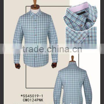 Green checked 100% cotton casual men shirts