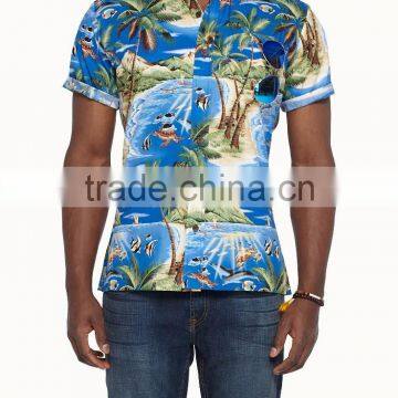 2015 hawaiian short sleeve shirts 100%cotton casual shirts