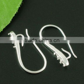 5 Pairs Silver Plated Ear Wire Hooks 24x13mm Nickel FREE