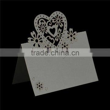 Paper Wedding Party Name Place Card Heart Gray photo-1
