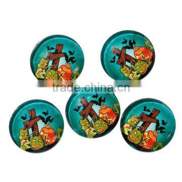 Glass Dome Seals Cabochons Round Flatback Multicolor Halloween Pumpkin Bat Pattern Transparent 20mm Dia