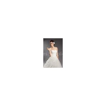 A-line Tulle Sweetheart Womens Wedding Dresses with Beaded Ruffles Court Train