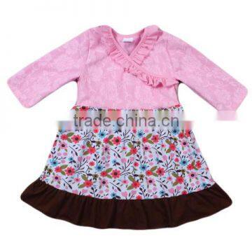 baby boutique wholesale sweet pink color floral pattern dress children latest fashion dress designs