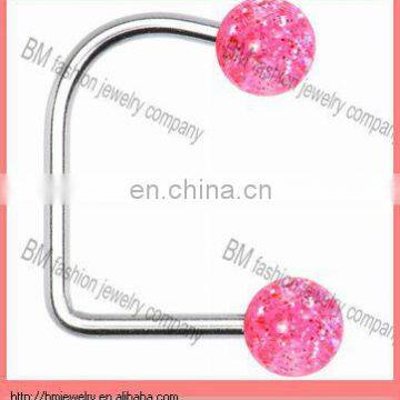 Cute pink glitter acrylic lip labret ring body piercing jewelry