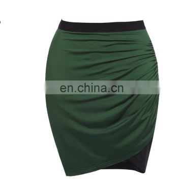 Grace Karin Stock Occident Womens High Stretch Splicing Pleated Hips-Wrapped Dark Green Short Pencil Skirt CL008929-1