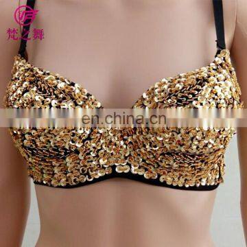 YD-013 United State Hot sale full sequins ladies performance belly dance bra top