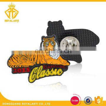 California Tiger Metal Pin Badge with Shiny Glitter Logo