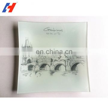 Tempered Clear Glass Plate With Flower Design