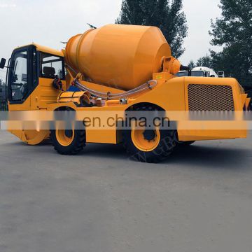 Self-propelled cement mixer truck self loading concrete mixer truck with 270 degree roatry