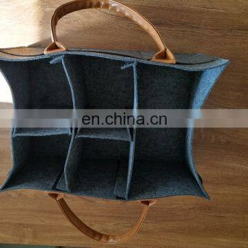 High Quality Baby Nursery Storage Bin Felt Diaper Caddy Organizer With Leather Handles photo-7