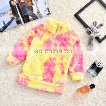 RTS Rainbow Tie Dye Clothes Casual Fuzzy Fleece Coat Girls Outerwear photo-3
