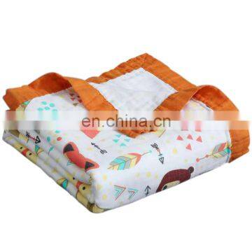 2020 New Design 4 Layers Bamboo Fiber Fabric High Quality Cartoon Animal Reactive Printing Baby Swaddle Soft Muslin Balnket photo-2