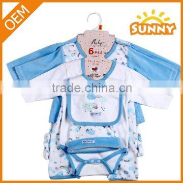 Wholesale Blue 6 PCS New Born Baby Clothing Set