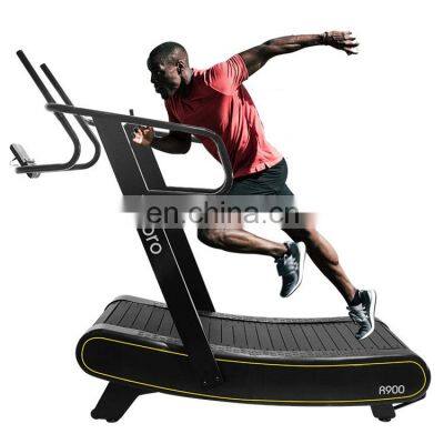 commercial motorless treadmill air runner Shock absorbing rubber slats curved manual exercise treadmill gym fitness equipment