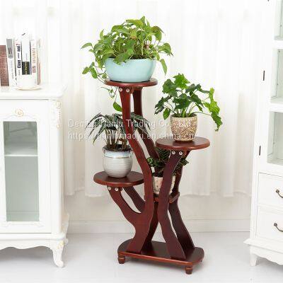 Flower Rack Solid Wood Living Room Indoor Balcony Simple Multi-layer Floor Type Retro European Chinese White Wood Chlorophytum Bonsai Green Flesh Saving Space Large Flower Pot Decoration Shelf photo-4