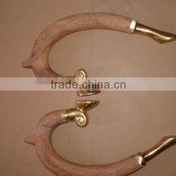 wooden mug handle with brass combination