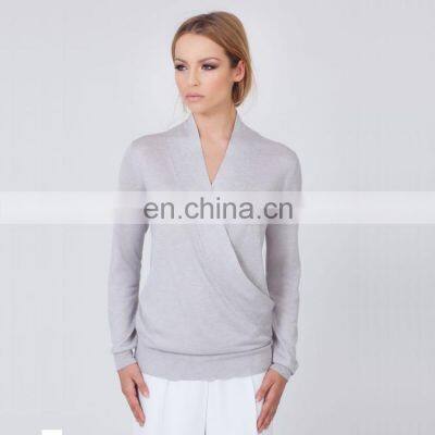 Cross Placket Winter Knit Branded Woolen Sweater Fashion Pullover