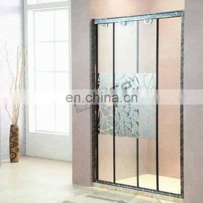 American market stainless steel Black Marble frame sliding door bathroom shower enclosure