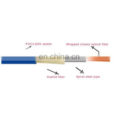 Hanxin Cheap wholesale price 2 core Spiral steel pipe Indoor 2 Fiber Armored Optical Fiber Cable