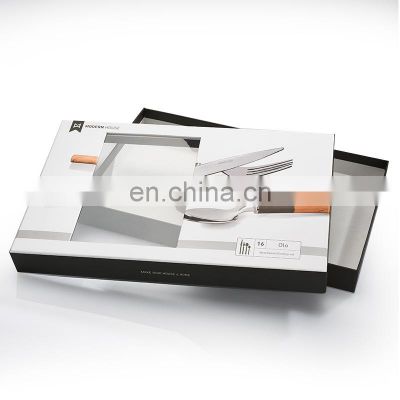 Empty paper silverware tableware packaging box for knife fork spoon cutlery set gift box with clear window