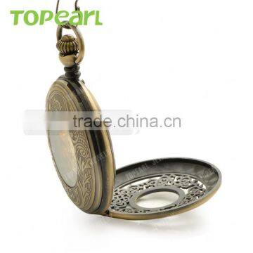 Hollow-cut Design Antique Mechanical Pocket Watch Chain Value Quality White Dial Arabic Numeral LPW640 photo-4