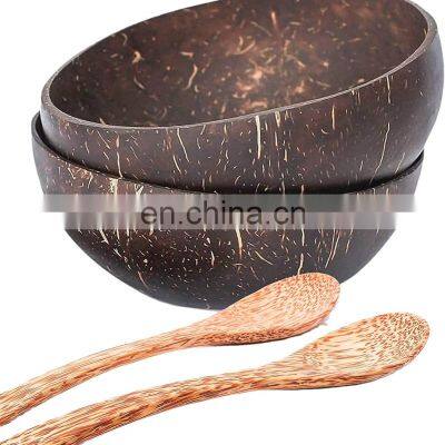 Set Of Natural Eco Friendly Handmade Coconut Shell Bowls And Spoon From Vietnam