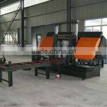 GZ4270 Auto downfeed horizontal band saw machine with roller conveyor