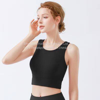 Summer YOGA Women's High Neck Longline Sports Bra Workout Yoga Bra Running Workout Tops photo-3