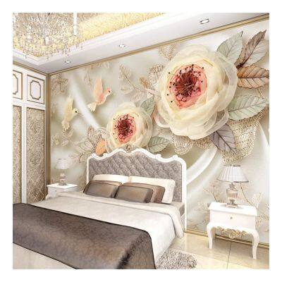 China Manufacturer Flower Designs Custom Size 3D 5D Wallpaper For Home Decoration Mural Wall Paper Drop Ship