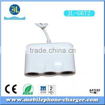 Rapid 3 Ways Car Cigarette Lighter Socket Cigarette Car Charger With Additional 2 USB Output photo-2