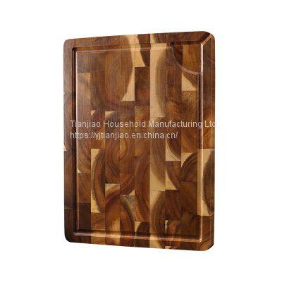 Custom/Wholesale Kitchen End Grain Wood Chopping Board Black Wooded Cutting Board with Juice Groove