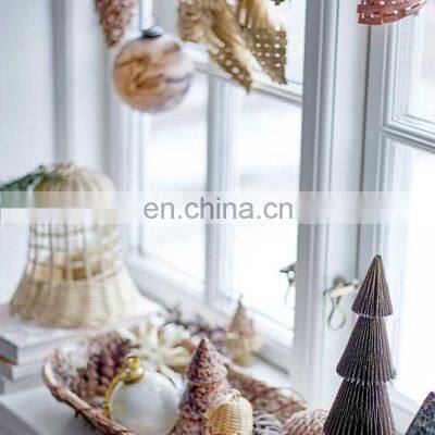 Set Of 2 Wicker Rattan Bells Ornament, Christmas Bell Rattan DecorDecor Christmas Trees Kid Toy WHolesale photo-3