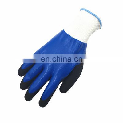 Heavy duty blue nitrile coated gloves,nitrile gloves