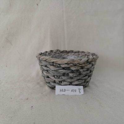 Woven Storage Basket Black Wicker Basket For Food Fruit And Plant