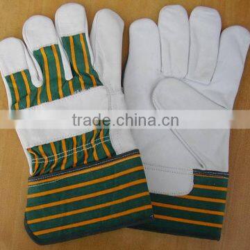 Cow Split Leather Safety Gloves With Patch Palm Rubberized Cuff Palm photo-3