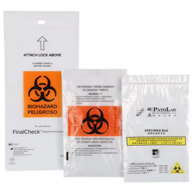 Disposable PE Specimen Carrier Transport Ziplock Bags Medical Collection Retrieval Biohazard Waste Bag Autoclavable