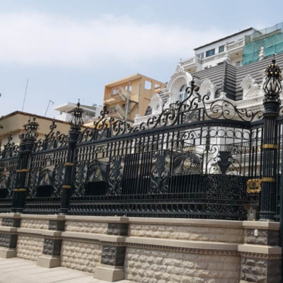 Anti-Rust Wrought Iron Garden Fence, Strong Metal Security Fencing for Villa and Garden, Wholesale