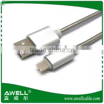 2016 Wholesale Steel Braided Dual Side Micro Usb Cable One Connector For IOS & Android Common Connector Both