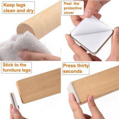 Furniture Sliders Plastic Self-Adhesive Square Sliding Pads, Chair Glides for Carpeted Tile Vinyl Hardwood Floors photo-3