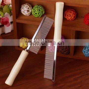 Pet cleaning supplies Wooden comb series Wooden handle single row of steel Pet comb