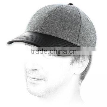 Grey Trucker Hats for Men With Black Leather Curved Visor photo-2