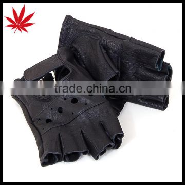 Fingerless Work Out Gloves Durable Leather Mens Womens Unisex For Driving, Bike