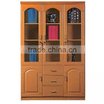 bookcase 3 door yellow color bookshelf